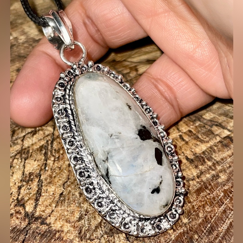 Rainbow Moonstone Crystal Pendant 2 1/2”